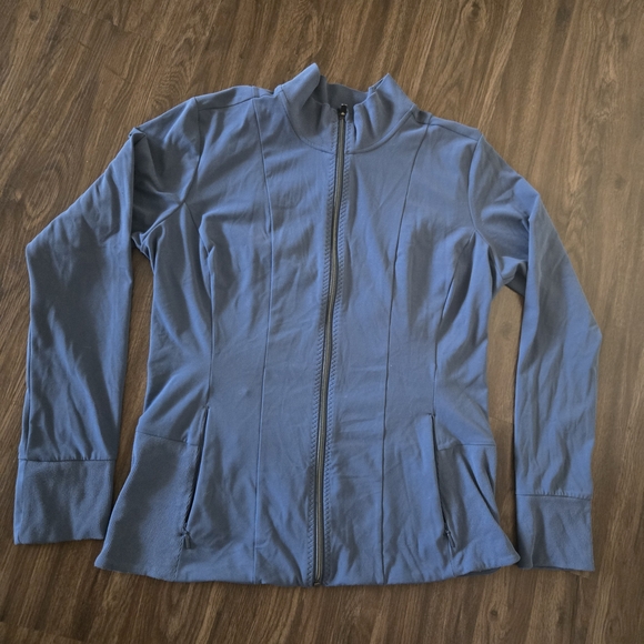 Athleta Salutation Jacket XL Blue Sport Travel Yoga Full Zip - Picture 6 of 9